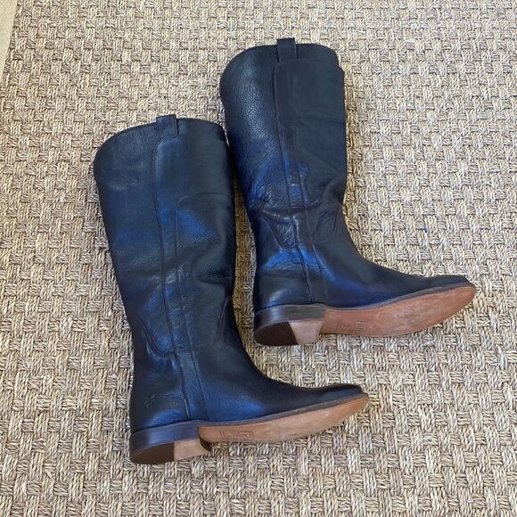 Beautiful Dark Brown Leather Pull On Riding Boots By Frye - Picture 1 of 10